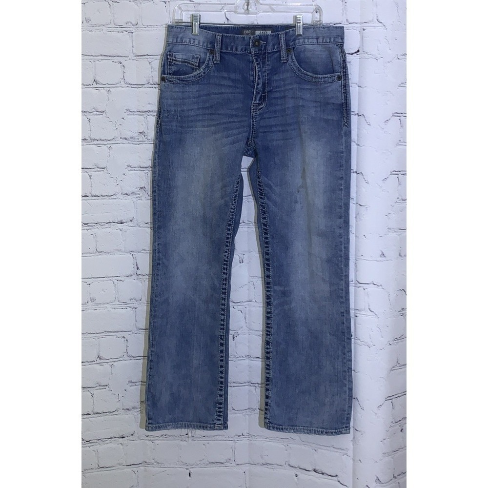 BKE Jeans Mens 34x28 Jake Bootleg Distressed Blue Denim